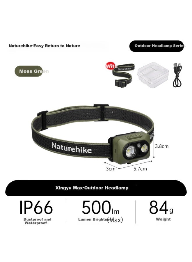 Naturehike Waterproof Outdoor Headlamp Rechargeable Long Battery Life Fishing Hiking Night Fishing Light Moss Green - Rechargeable Model - Image 1