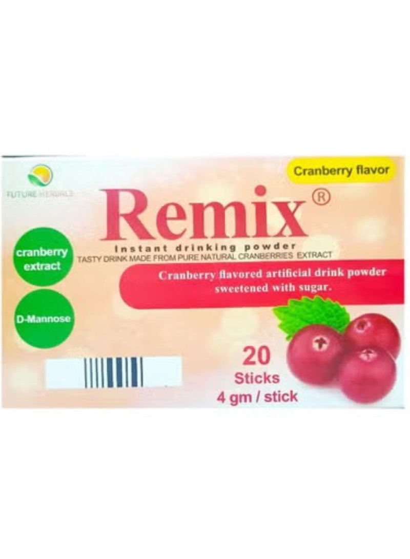 Remix Instant Cranberry Drink Powder, 20 Sachets