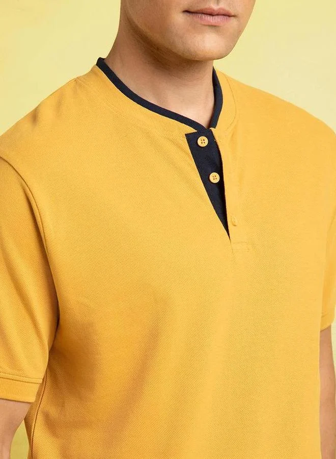 Dennis Lingo Dennis lingo Men Mustard Henley Neck T-Shirt