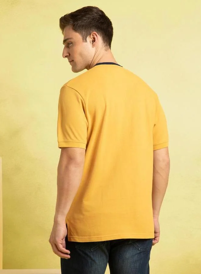 Dennis Lingo Dennis lingo Men Mustard Henley Neck T-Shirt