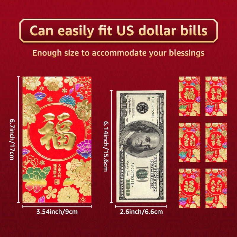 Easozoom 36PCS Cute Horse Chinese Red Envelopes Lunar New Year 2026 Lucky Money Hong Bao Gift for Spring Festival, 6.7Ã—3.55 Inch-B2 - Image 3