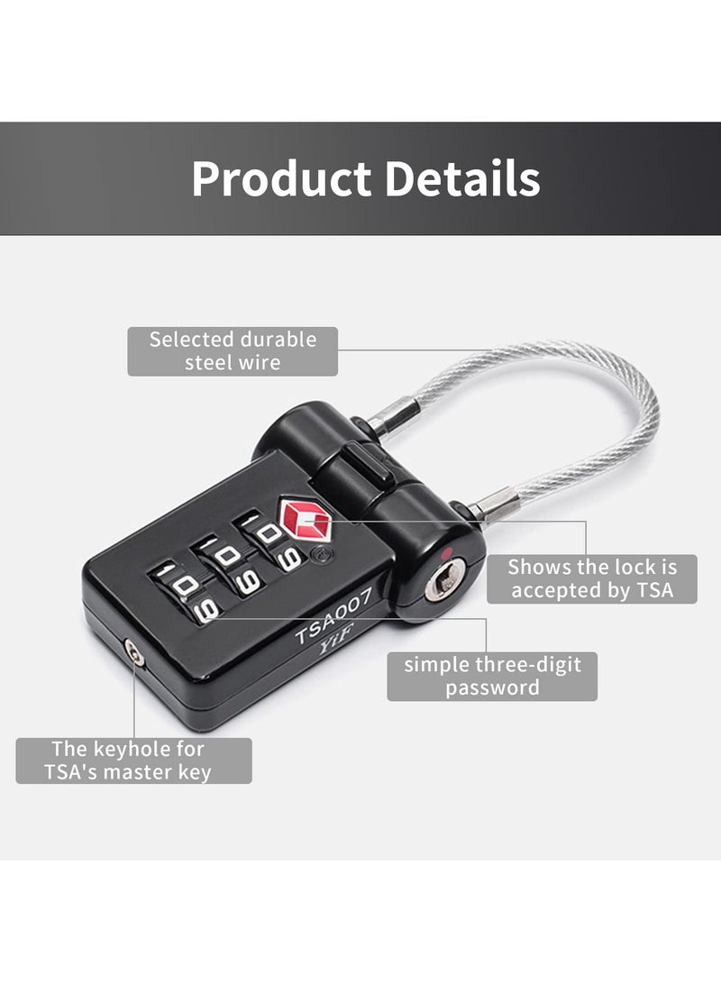 SYOSI 2 Pcs TSA Luggage Locks, 3 Digit Combination Padlock for Suitcase Zipper, TSA Luggage Password Lock for Travel Suitcases Luggage Bag Case (Black) - Image 4