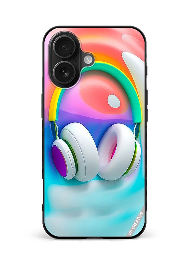 VR CREATIVE Protective Case Cover For Apple iPhone 16 Music Headphones Design Multicolour