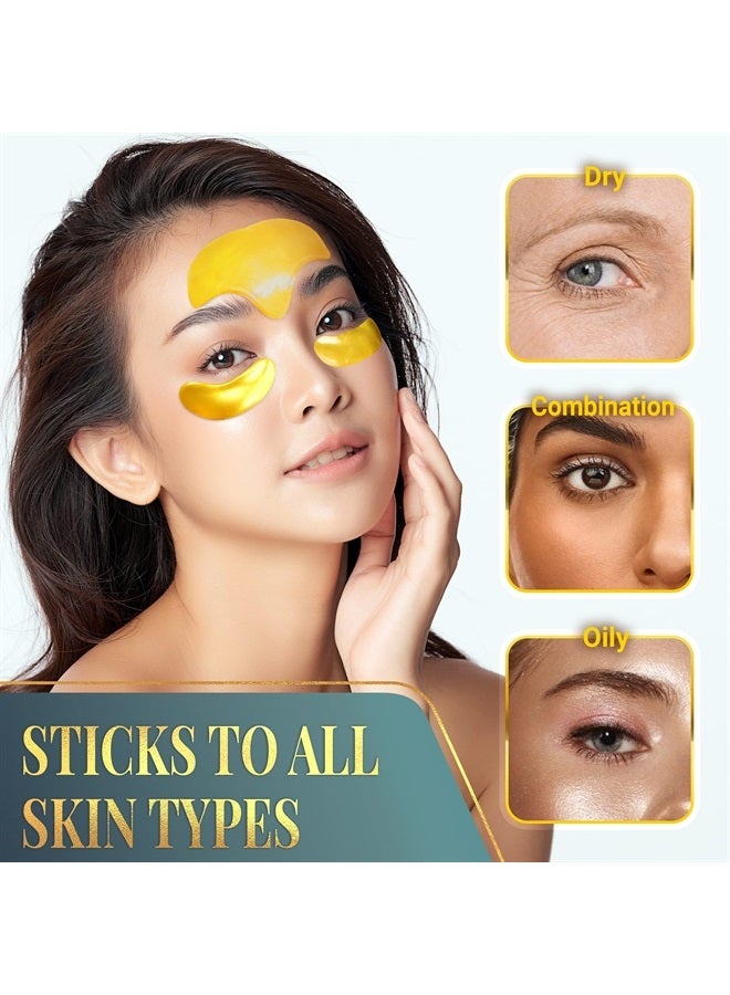 Matykos 24K Gold Under Eye and Forehead Patches - 26 PCS - Collagen and Hyaluronic Acid Pads that Helps Reducing Under Eye Puffiness, Wrinkles, and Dark Circles - NO Artificial Fragrance or Alcohol - Image 3