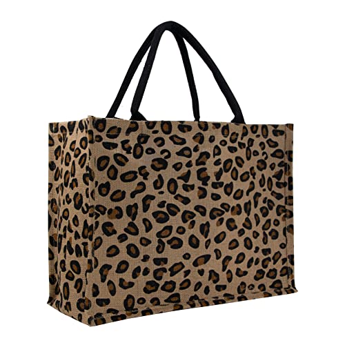 Hibala Woven Large Beach Bag Straw Beach Tote Handmade Weaving Shoulder Tassel Bag Handbag (Leopard) - Image 1