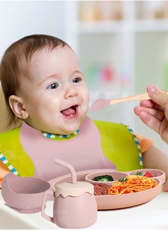 Gonice 7 Pcs Baby Feeding Set Silicone Toddler Self Feeding Set Toddler Led Weaning Utensils Set  - Image 3