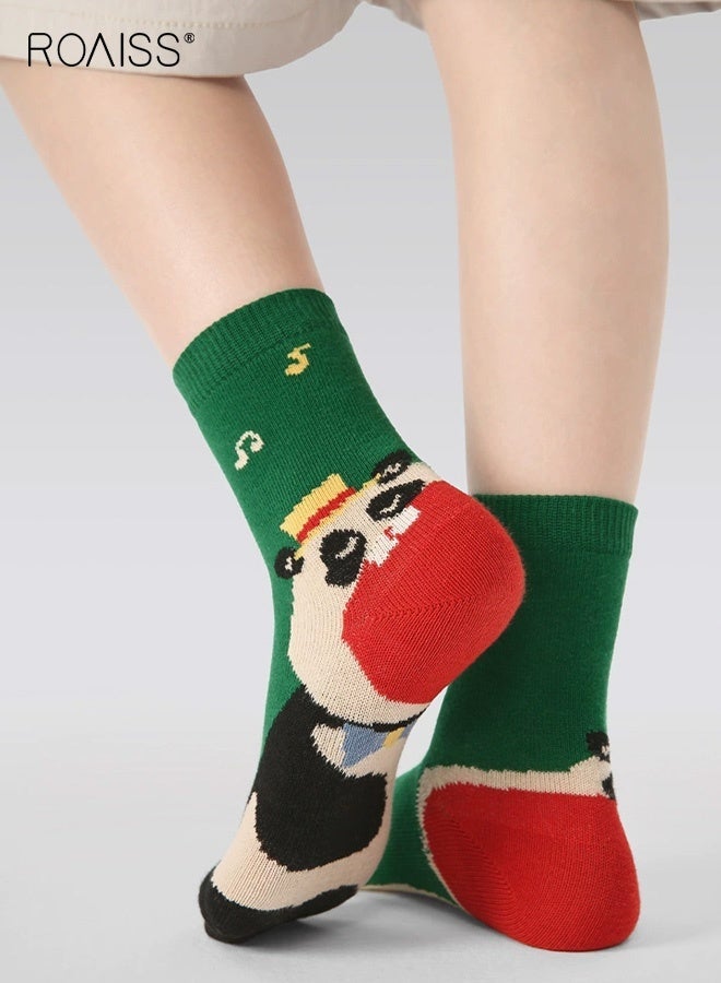 roaiss 5 Pairs Boys Mid-Calf Socks, Comfortable Sports Socks Set, Kids Crew Socks with Adorable Patterns, Cartoon Middle Tube Socks for Boys, Suitable for All Seasons - Image 2