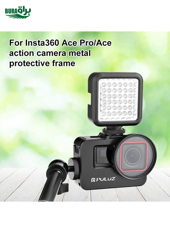 BURAQ For Insta360 Ace Pro / Ace PULUZ Metal Cage Adapter Frame with 52mm UV Filter & Adapter Ring (Black)  - Image 2