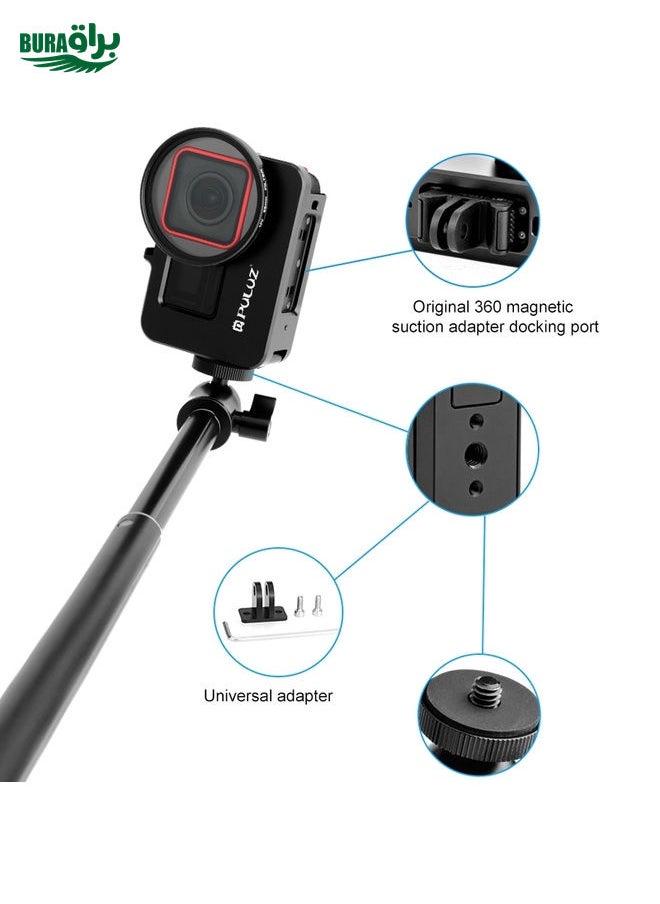BURAQ For Insta360 Ace Pro / Ace PULUZ Metal Cage Adapter Frame with 52mm UV Filter & Adapter Ring (Black)  - Image 5