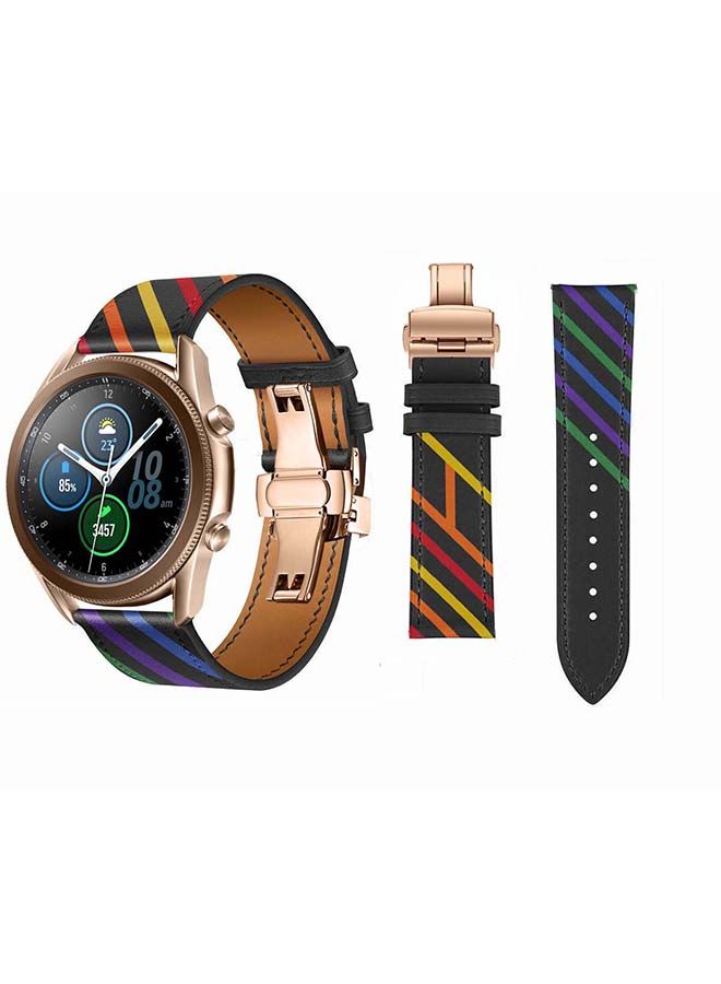 NIBEMINENT Genuine Leather Replacement Band for Samsung Galaxy Watch3 45mm Black - Image 1