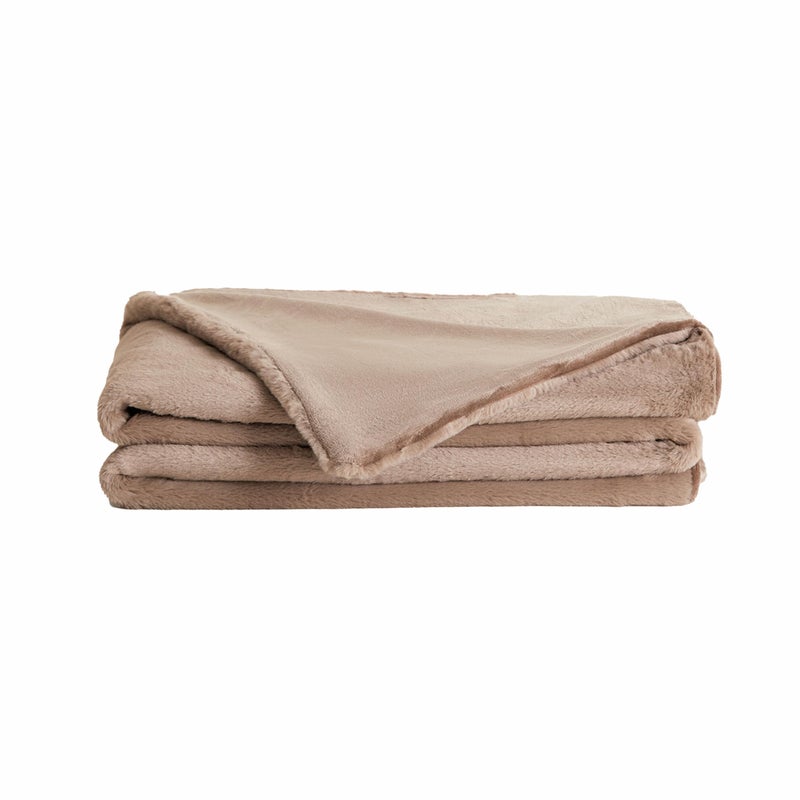 UnHide Lil Marsh  Faux Fur Blanket  Durable Lightweight Extra Soft Blanket  Machine Washable  Mocha Shar Pei Medium 60 x 80
