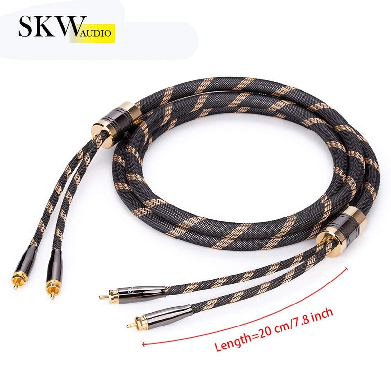 SKW Premium Audiophile Audio Cable - 2RCA Male to 2RCA Male Hi-Fi System Converter Adapter Shielded for Noise Reduction (12.8mm Diameter, 3.2ft/1M) - Image 5