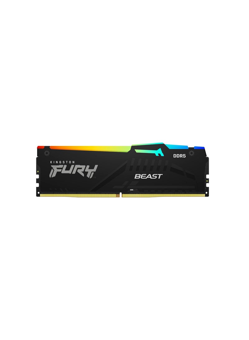 كينغستون ذاكرة سطح المكتب Fury Beast RGB 16 جيجابايت (2x8 جيجابايت) DDR5، سرعة ذاكرة 5600MT/s، زمن الاستجابة CL36 CAS، Intel XMP 3.0، جهد 1.25، 288-Pin، AMD Expo، مجموعة DIMM مزدوجة القناة باللون الأسود - Image 1