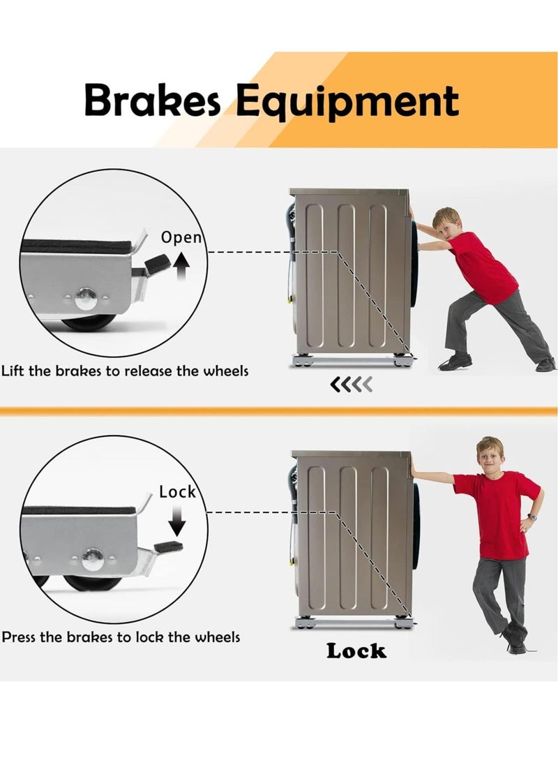 JAJEEK "4PCS Extendable Furniture Appliance Rollers, Mover Tools with 24 Rollers & Brakes – Heavy Duty for Washing Machines, Dryers, Refrigerators, Strong Base Stand, Mobile Wheels, Grey"  - Image 3