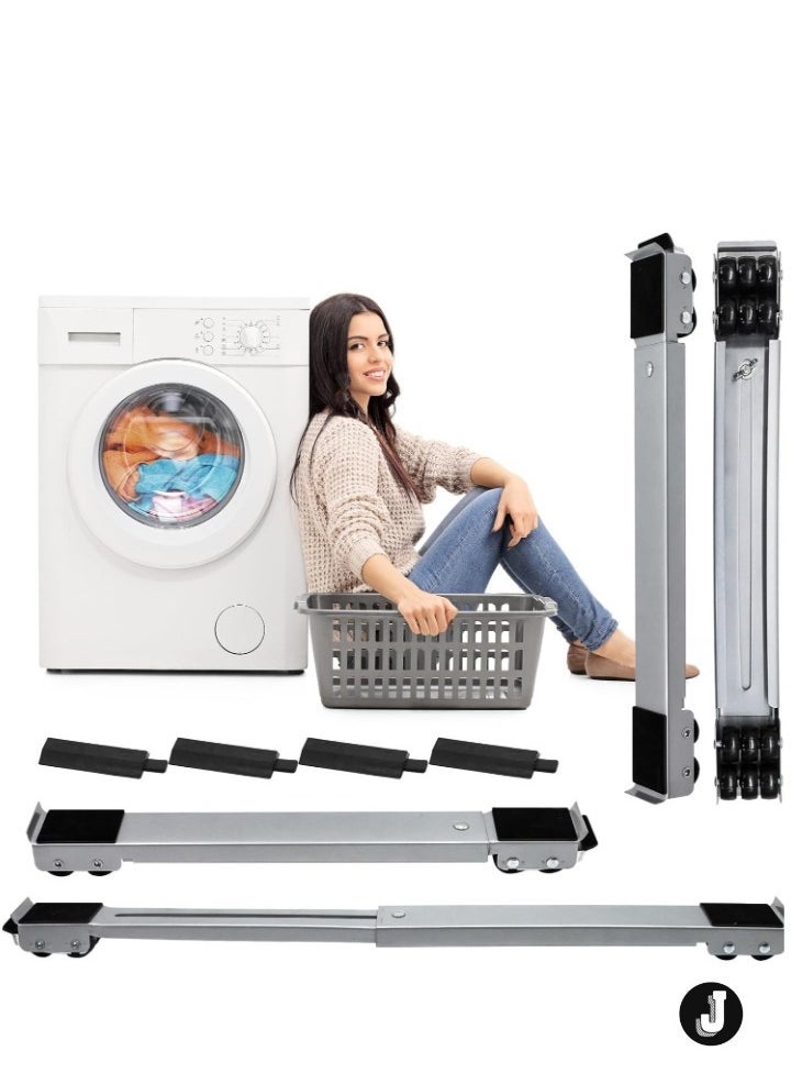 JAJEEK "4PCS Extendable Furniture Appliance Rollers, Mover Tools with 24 Rollers & Brakes – Heavy Duty for Washing Machines, Dryers, Refrigerators, Strong Base Stand, Mobile Wheels, Grey"  - Image 1