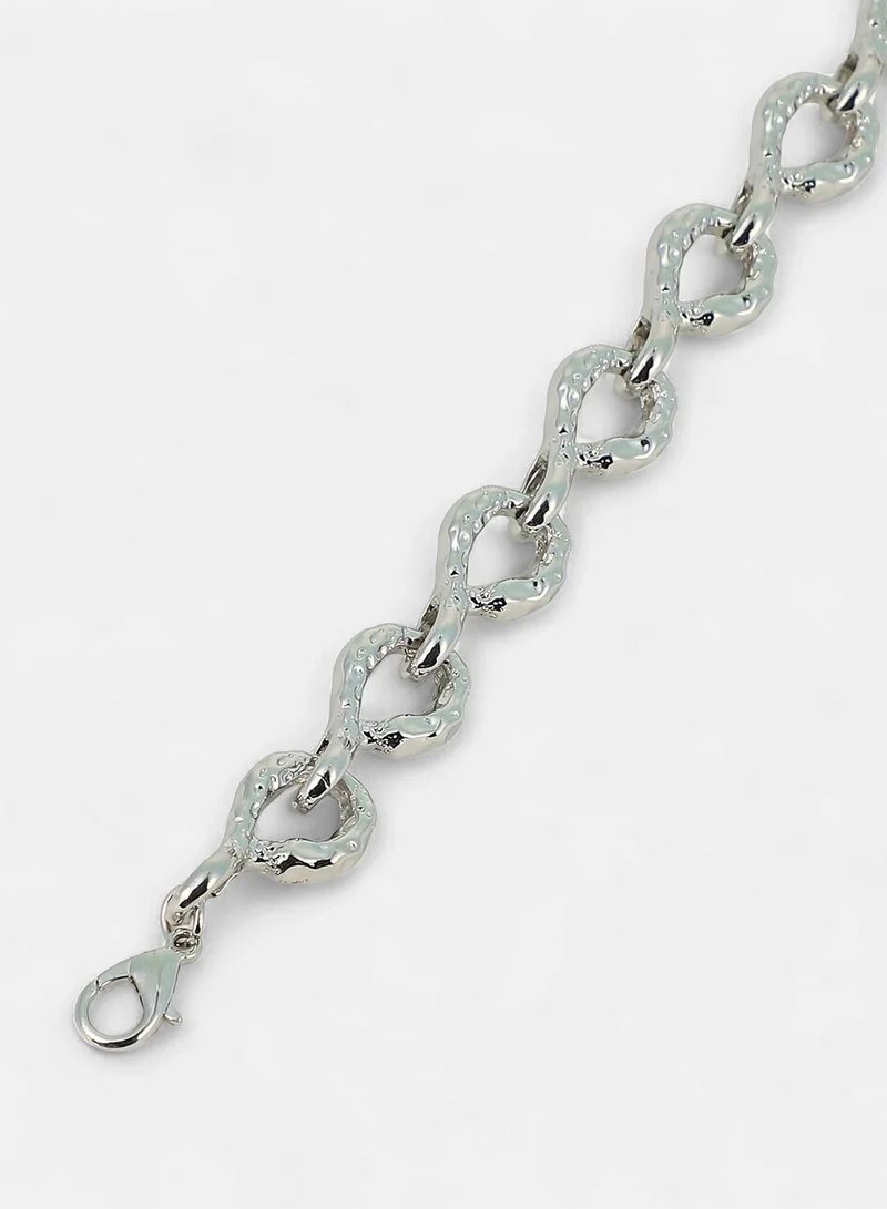 SOHI SOHI Women The Hammered Orb-Link Chain Bracelet | Chrome  Colour | One-Size | Metallic Alloy Material | Lobster Clasp Closure | Bracelet For Casual & Evening Wear