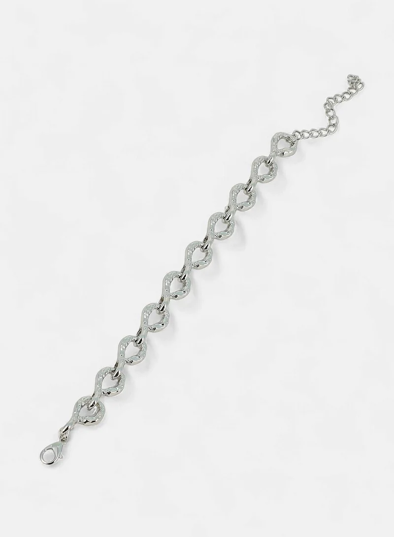 SOHI SOHI Women The Hammered Orb-Link Chain Bracelet | Chrome  Colour | One-Size | Metallic Alloy Material | Lobster Clasp Closure | Bracelet For Casual & Evening Wear