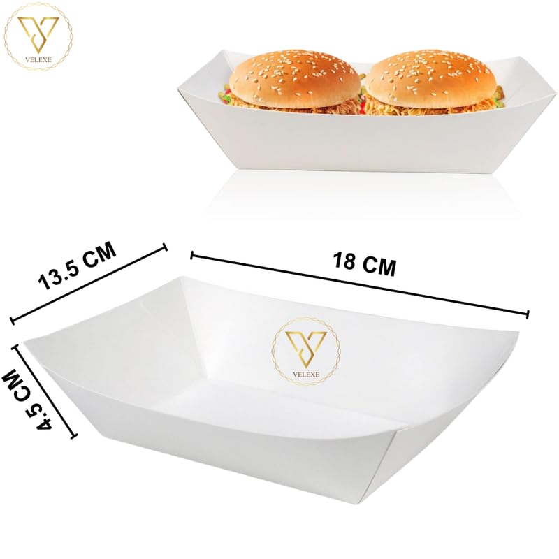 VELEXE White Disposable Food Trays 135 18 CM 1000 ML Pack of 100 HeavyDuty LeakResistant Compostable MicrowaveSafe MultiUse Trays with EcoFriendly Design - Image 2