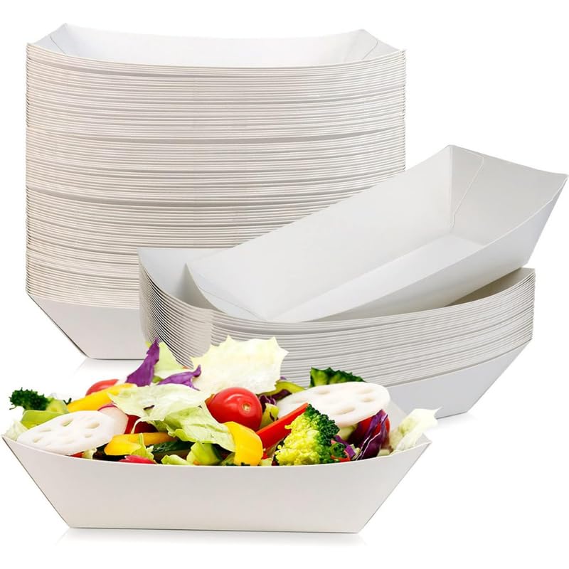 VELEXE White Disposable Food Trays 135 18 CM 1000 ML Pack of 100 HeavyDuty LeakResistant Compostable MicrowaveSafe MultiUse Trays with EcoFriendly Design - Image 1