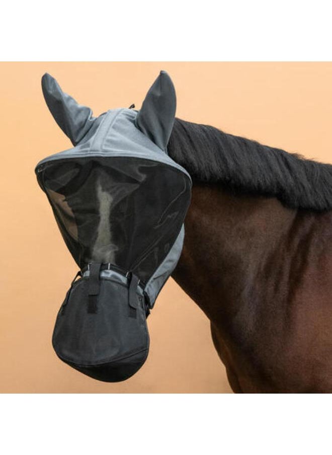 FOUGANZA Horse Riding Fly Mask with Frame for Horse & Pony - Asphalt Grey  - Image 3