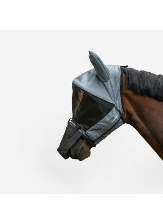 FOUGANZA Horse Riding Fly Mask with Frame for Horse & Pony - Asphalt Grey  - Image 1