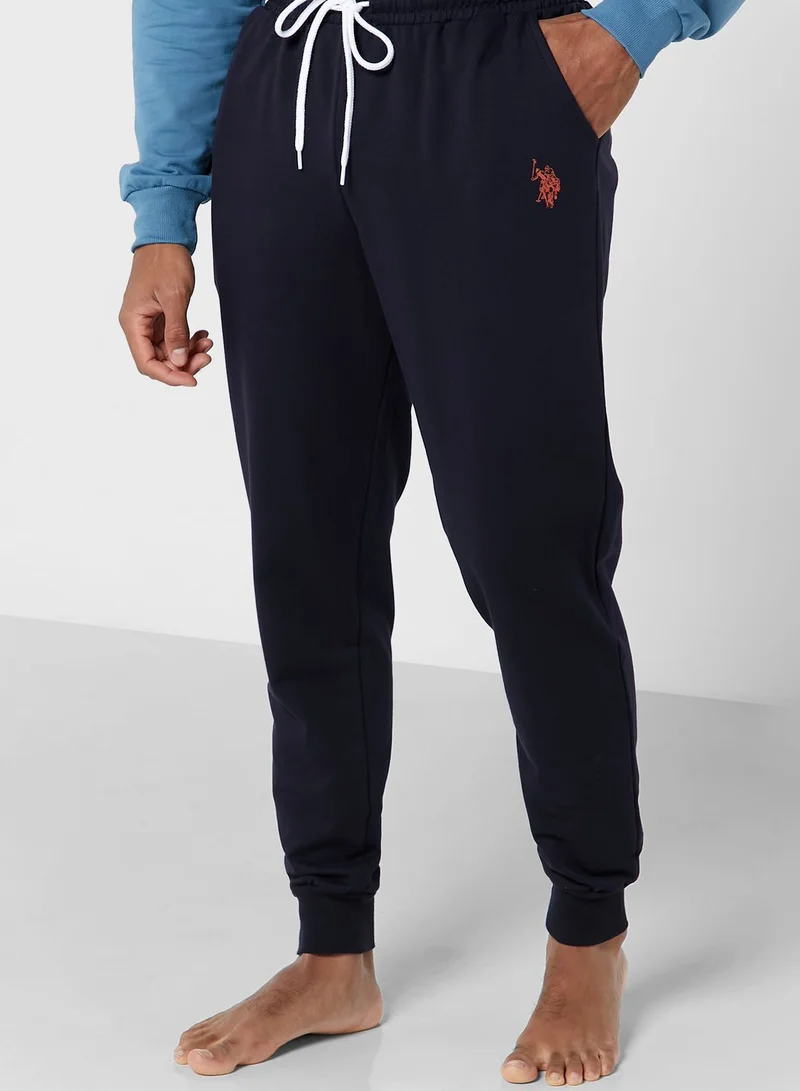 U.S. Polo Assn. Logo Printed Hoodie And Sweatpants Pyjama Set