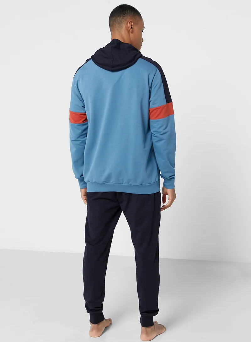 U.S. Polo Assn. Logo Printed Hoodie And Sweatpants Pyjama Set