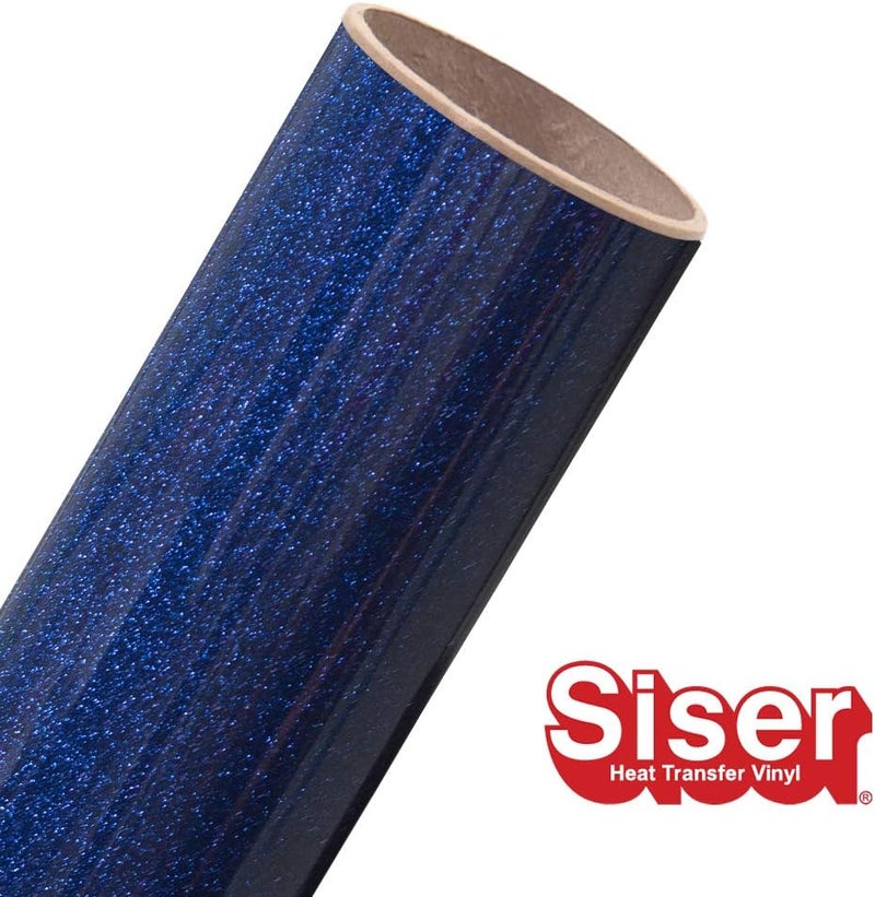 Siser Glitter HTV 118x5ft Roll  Iron on Heat Transfer Vinyl Royal Blue - Image 2
