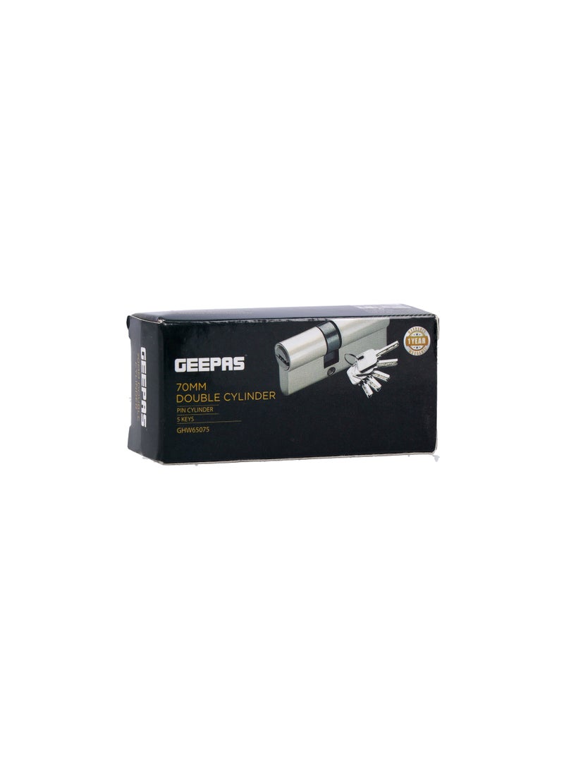 GEEPAS Geepas 70mm Double Cylinder, 5 Keys Pin Cylinder GHW65075,  Anti-Bump, Anti-Drill and Anti-Pick Door Lock with Key,  High Security for Wooden, UPVC And Composite Doors  - Image 5