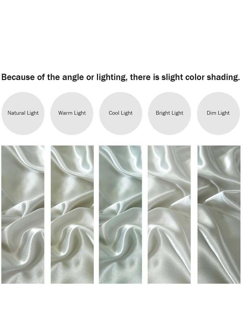 Bedding Duvet Cover Sets, 3 Pieces Satin Bedding Set, Queen Size Silky Duvet Covers Collection, 1x Cooling Duvet Cover 90x90 Inches and 2 Pillowcases, Comforter Not Included （Silver）  - Image 5