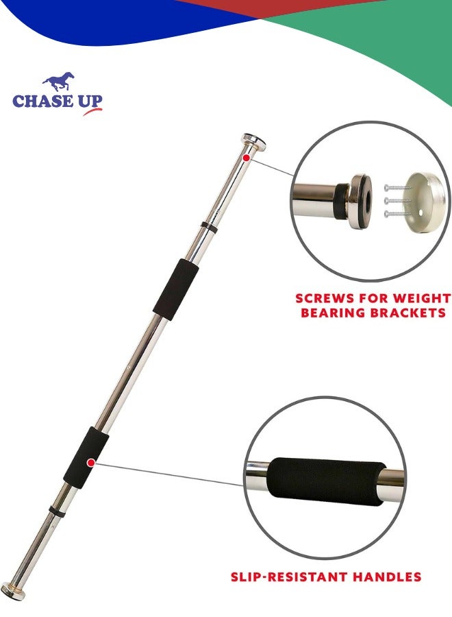 Chase Up Upper Body Workout Bar for Strength Training, Home Gym Exercise and Workout, Optional Doorway Chin Up Pull Up Bar & Threaded Chrome Dumbbell Bar Set  - Image 3