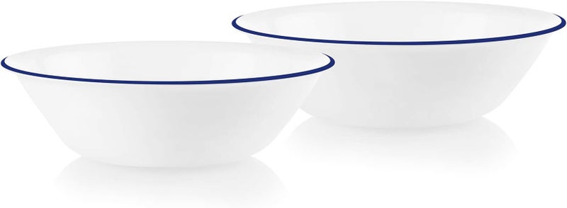 كوريل 1 Corelle Style وعاء بحافة أزرق مقاوم للتشظي 1 كوارت (0.95 لتر) قطعتان - Image 1