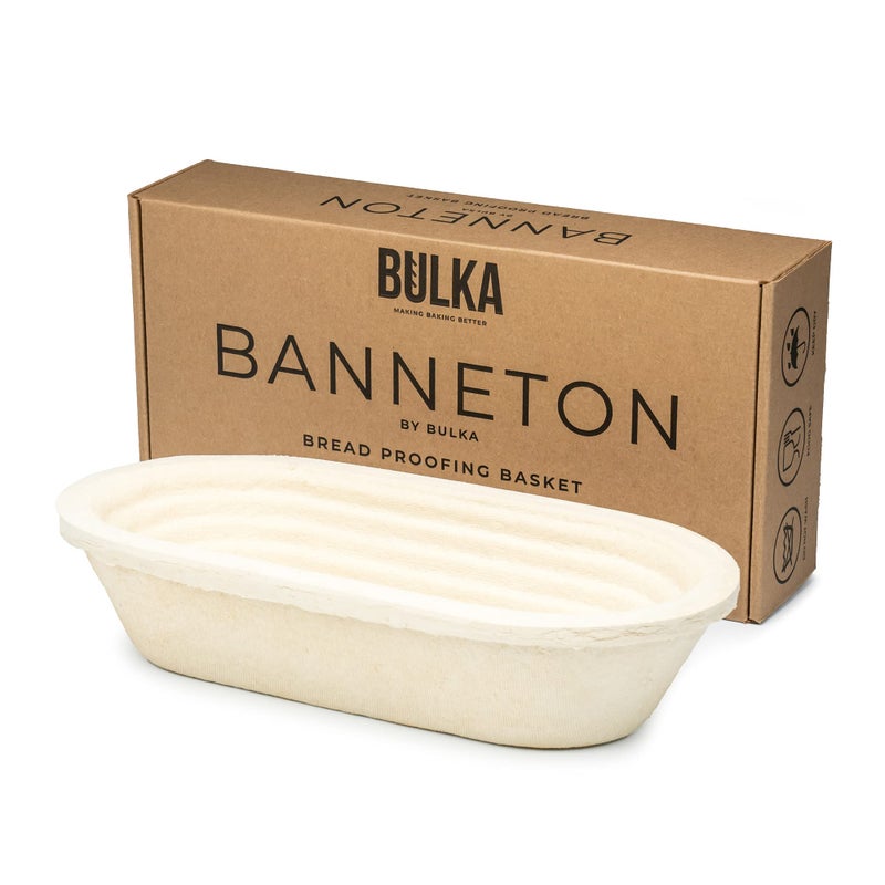 Bulka Oval 750g Groove Banneton Bread Proofing Basket Pressed Wood Pulp, Sourdough Proofing Basket - Non-Stick Batard Brotform Sourdough Bread Baking Supplies, Made in Germany. - Image 1
