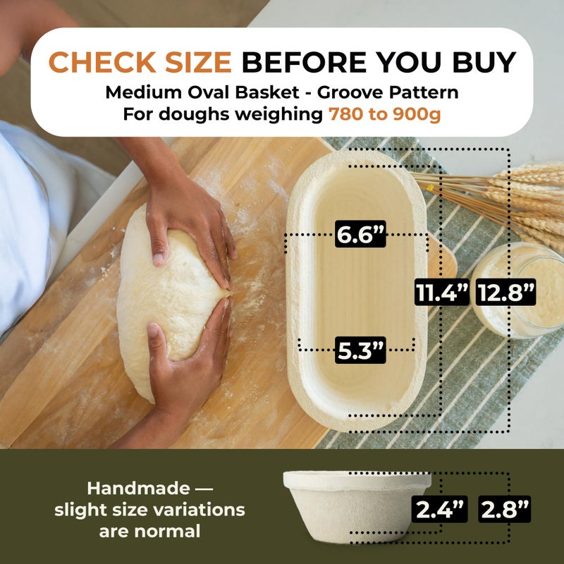 Bulka Oval 750g Groove Banneton Bread Proofing Basket Pressed Wood Pulp, Sourdough Proofing Basket - Non-Stick Batard Brotform Sourdough Bread Baking Supplies, Made in Germany. - Image 4