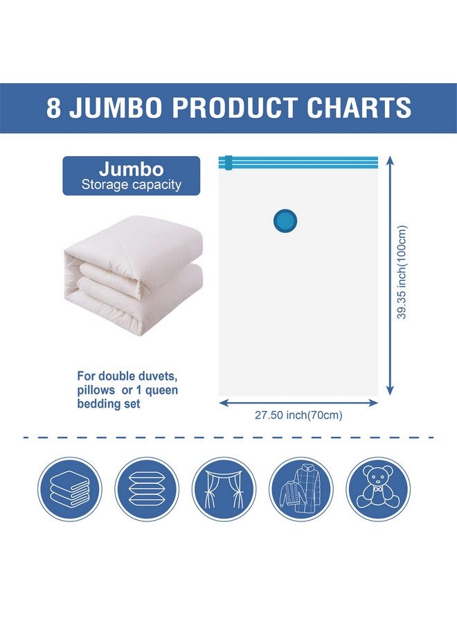 Cozy Essential 8 Jumbo Vacuum Storage Bags, Space Saver Bags Compression Storage Bags for Comforters and Blankets, Vacuum Sealer Bags for Clothes Storage, Hand Pump Included - Image 5