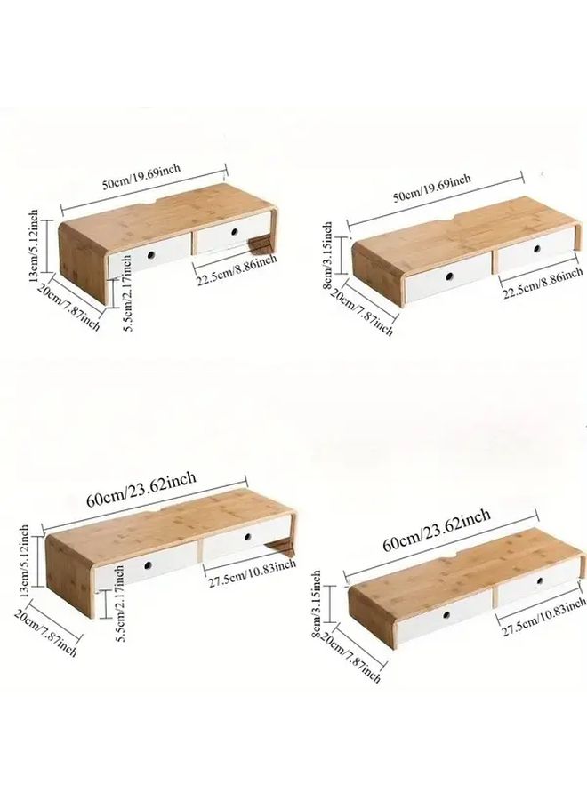 Bamboo Wood Manual Height Adjustable Standing Desk With Drawer Short Stature Style For Home Office Space Saving - Image 2