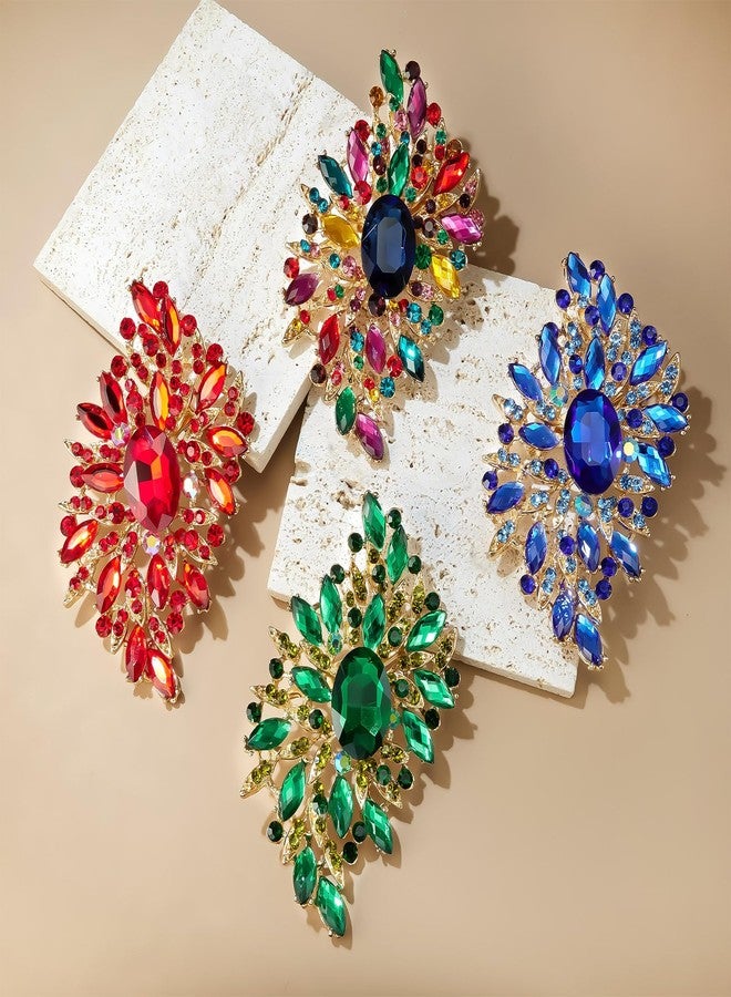 YOQUCOL Vintage Colorful Austrian Crystal Rhinestone Big Brooch Pin Large Flower Shape Brooch Lapel Pin for Women - Image 5