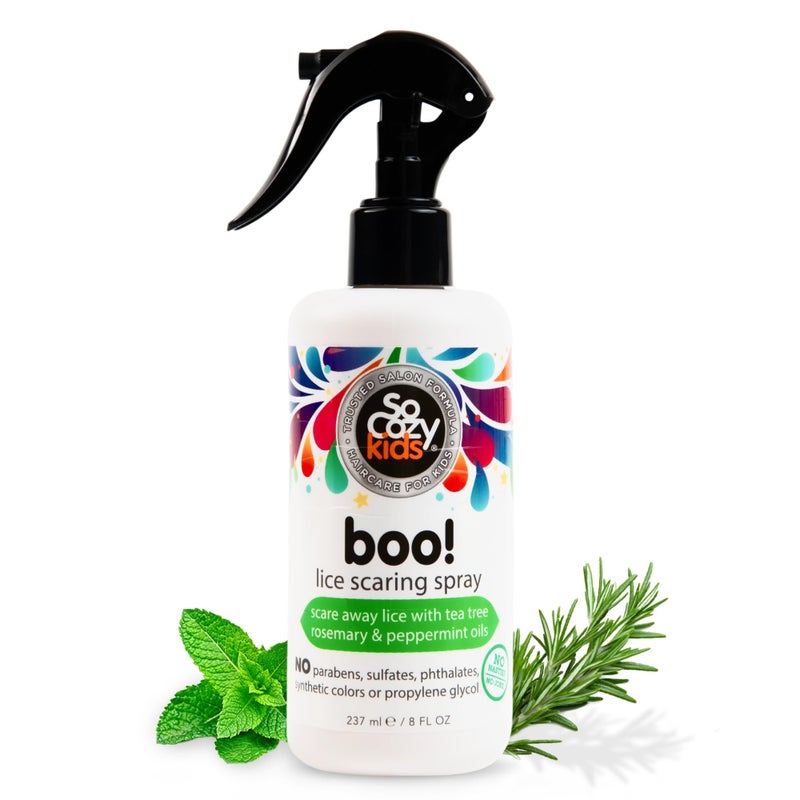 SO COZY SoCozy Boo Lice Scaring Spray For Kids Hair, Effective Lice Treatment (8 Fl Oz) Clinically Proven to Repel Lice, Conditioning Spray with Tea Tree Oil, Rosemary Oil & Keratin, Paraben & Sulfate Free - Image 1