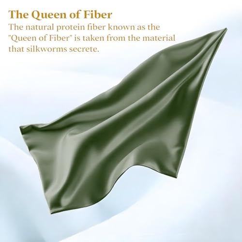 LINENWALAS Silk Pillowcases for Hair and Skin, Mulberry Satin Silk Pillow Cases Standard Size, Anti Acne Cooling Bed Pillow Cover, Breathable, Soft Pillowcase Gift for Women, Men (17x27 Inches, Green) - Image 2