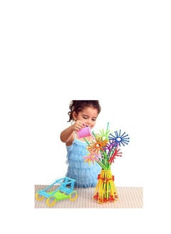 A set of plastic building blocks is a multi-coloured STEM educational toy