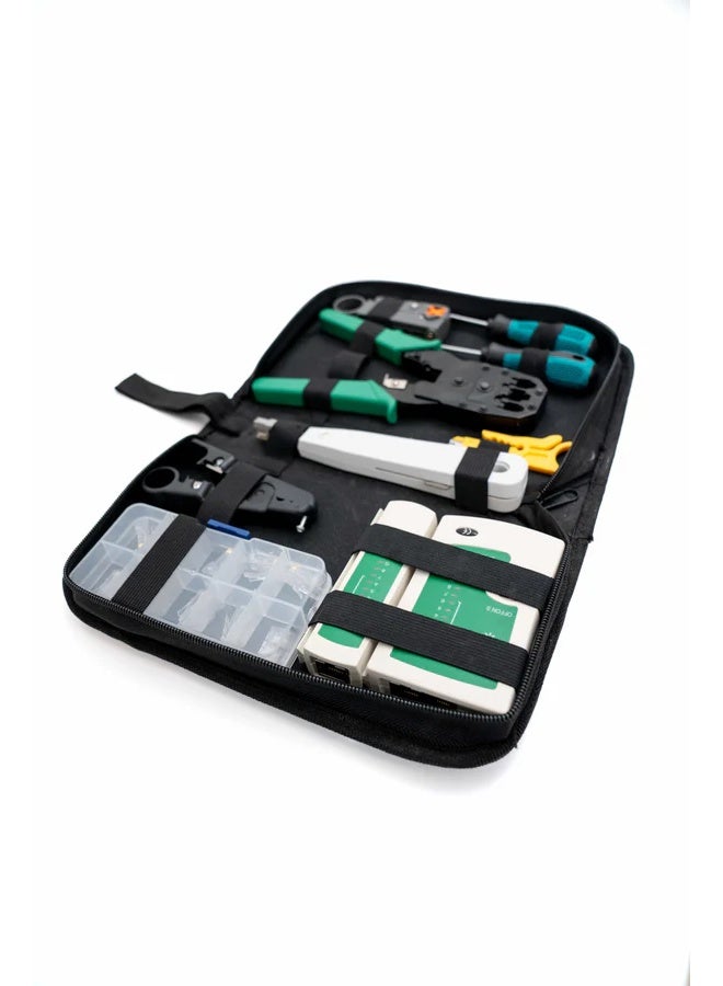 Professional Network Tool Kit with RJ45 Snap Pliers, LAN Cable Tester, CAT5/CAT6 Stripping and Crimping Tools, Screwdrivers, Organizer Storage Case - Image 2