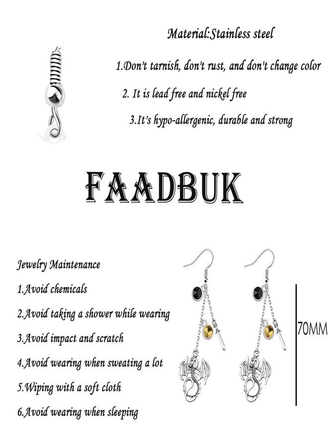 FAADBUK Book Inspired Earring Book Lover Gift Dragon Rider Gift Reader Gifts (4th earring) - Image 2