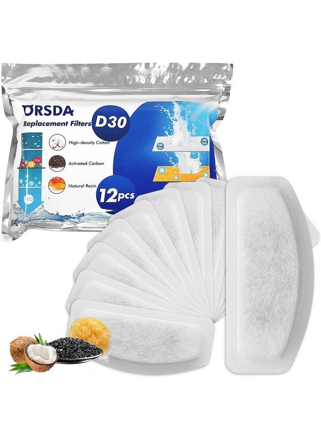 Orsda Cat Water Fountain Filters, Replacement Carbon, Resin Filters Only For D30 67Oz/2L Automatic Pet Fountain Cat Water Fountain Dog Water Dispenser, 4 Filtration System (12Pcs Filters)… - Image 1
