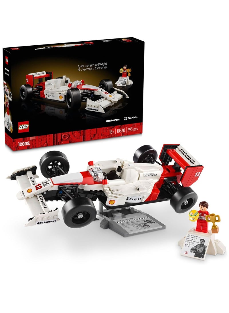 LEGO Icons Mclaren MP4/4 And Ayrton Senna 10330 Building Blocks Toy Car Set (693 Pieces) - Image 1