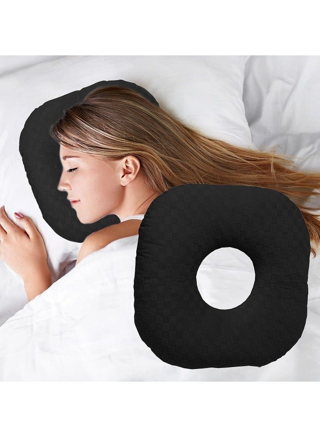 Ear Piercing Pillow for Side Sleepers, Donut Pillow with Hole for Ear Protection After Piercing or Surgery, Soft Breathable Hypoallergenic Pillow, Gray  - Image 1