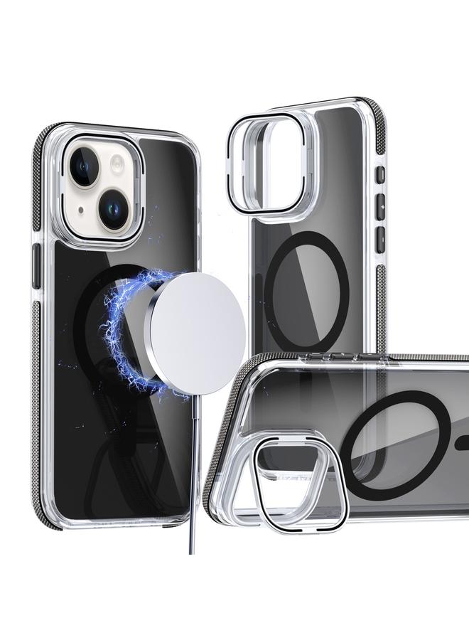 S-TOP Case For iPhone 13 / 14 Magsafe Dual-Color Transparent Black Lens Holder Phone Case - Image 1