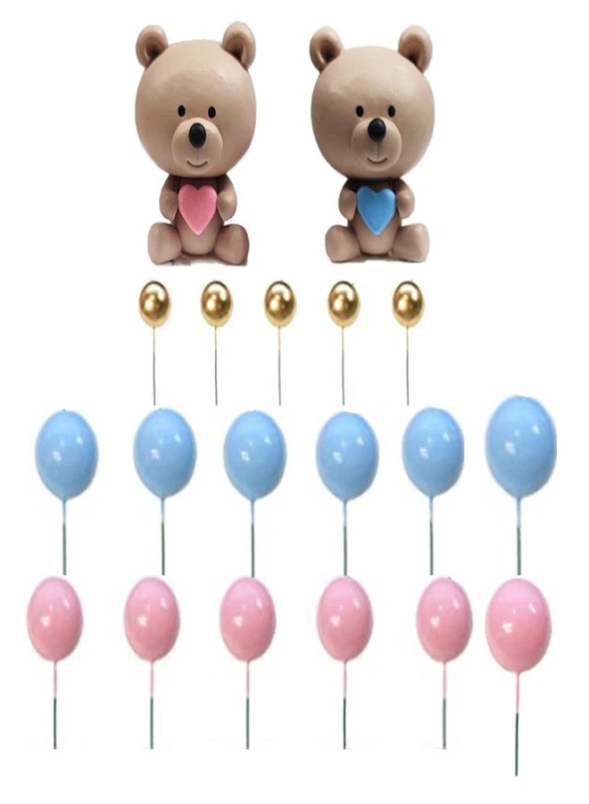 DiDida Baby Bear Cake Topper Pink and Blue for Baby Shower Cake Decoration - Image 3