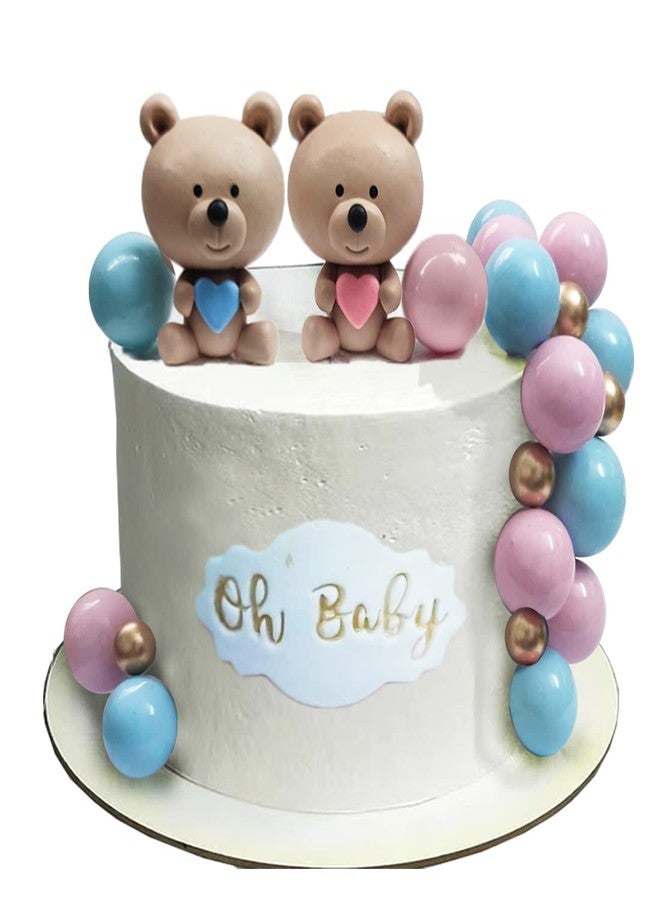 DiDida Baby Bear Cake Topper Pink and Blue for Baby Shower Cake Decoration - Image 1