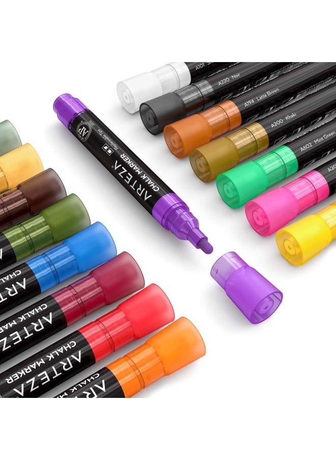 ARTEZA - Pastel Liquid Chalk Markers Set Of 16 With 16 Replaceable Chisel Tips Tweezers Labels Stencils - Erasable Water-Based Pens Ideal For Chalkboards Glass Windows And More - Image 1