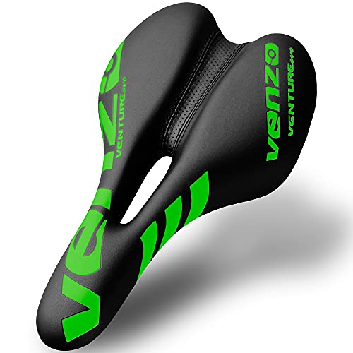 Venzo Comfortable Bike Bicycle Saddle Seat - for MTB, Road, Exercise, Trekking, Folding, Hybrid & Cruiser Bikes - XC Saddle Seat - Green - Image 1